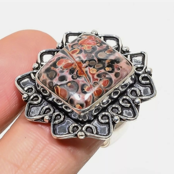 New Leopard Skin Jasper 925 Silver Ring. - Picture 16 of 16